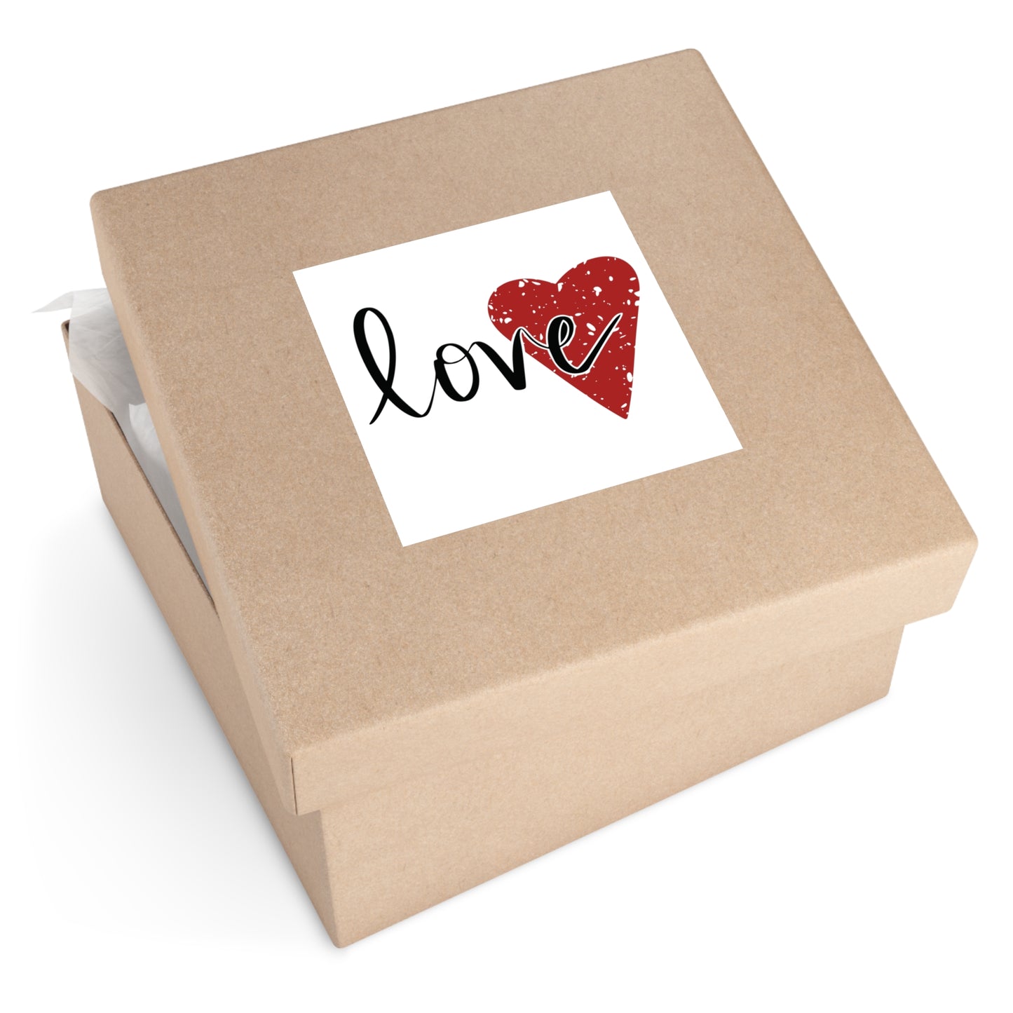 Love Red Heart Square Vinyl Sticker