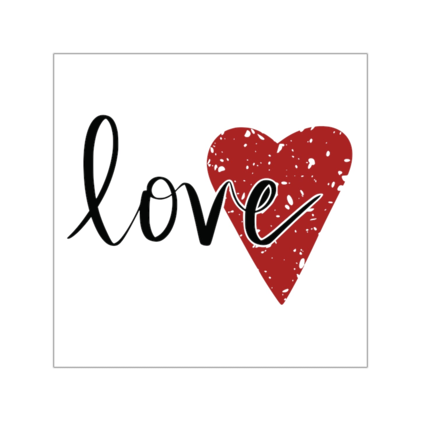 Love Red Heart Square Vinyl Sticker