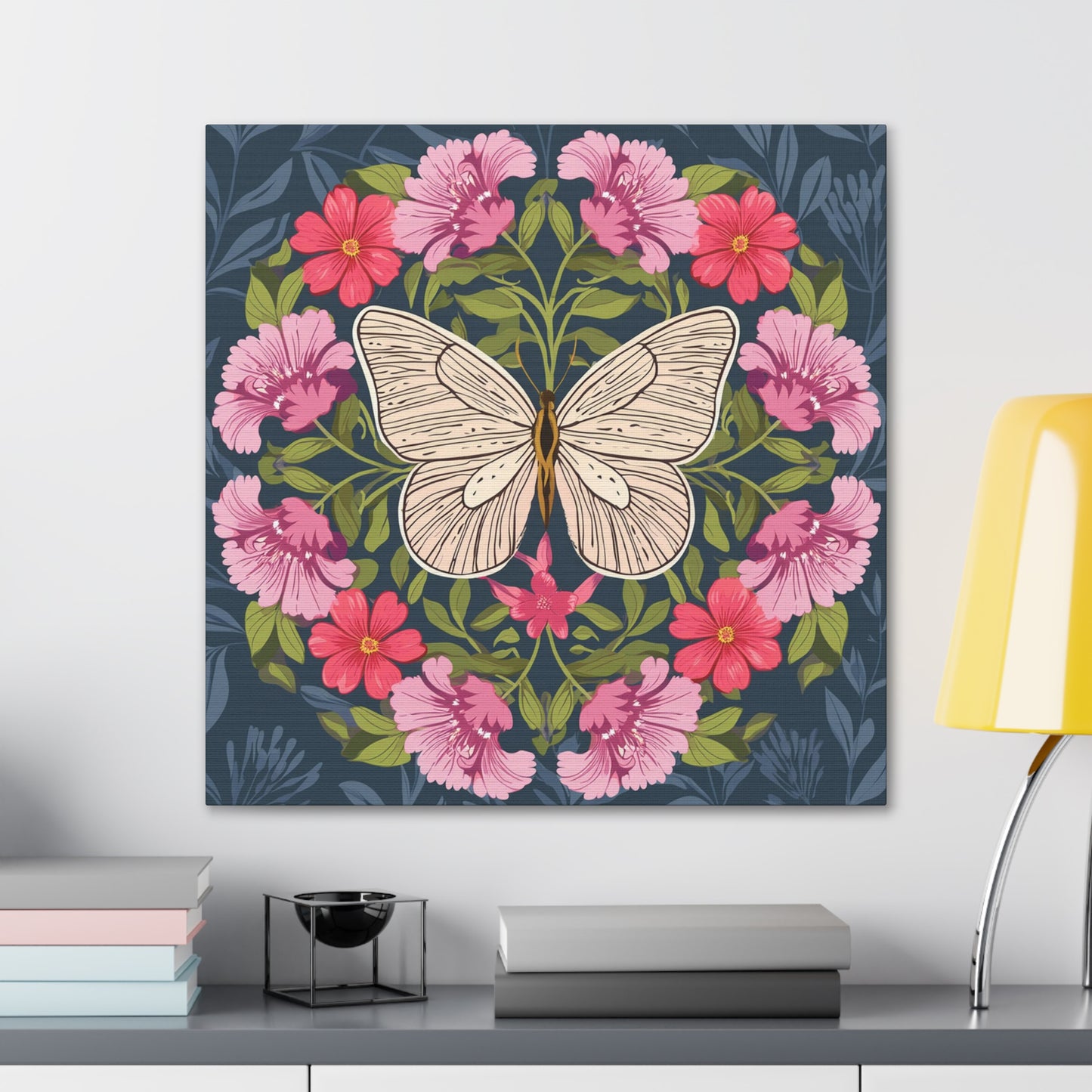 Butterfly in Flowers Canvas Gallery Wraps
