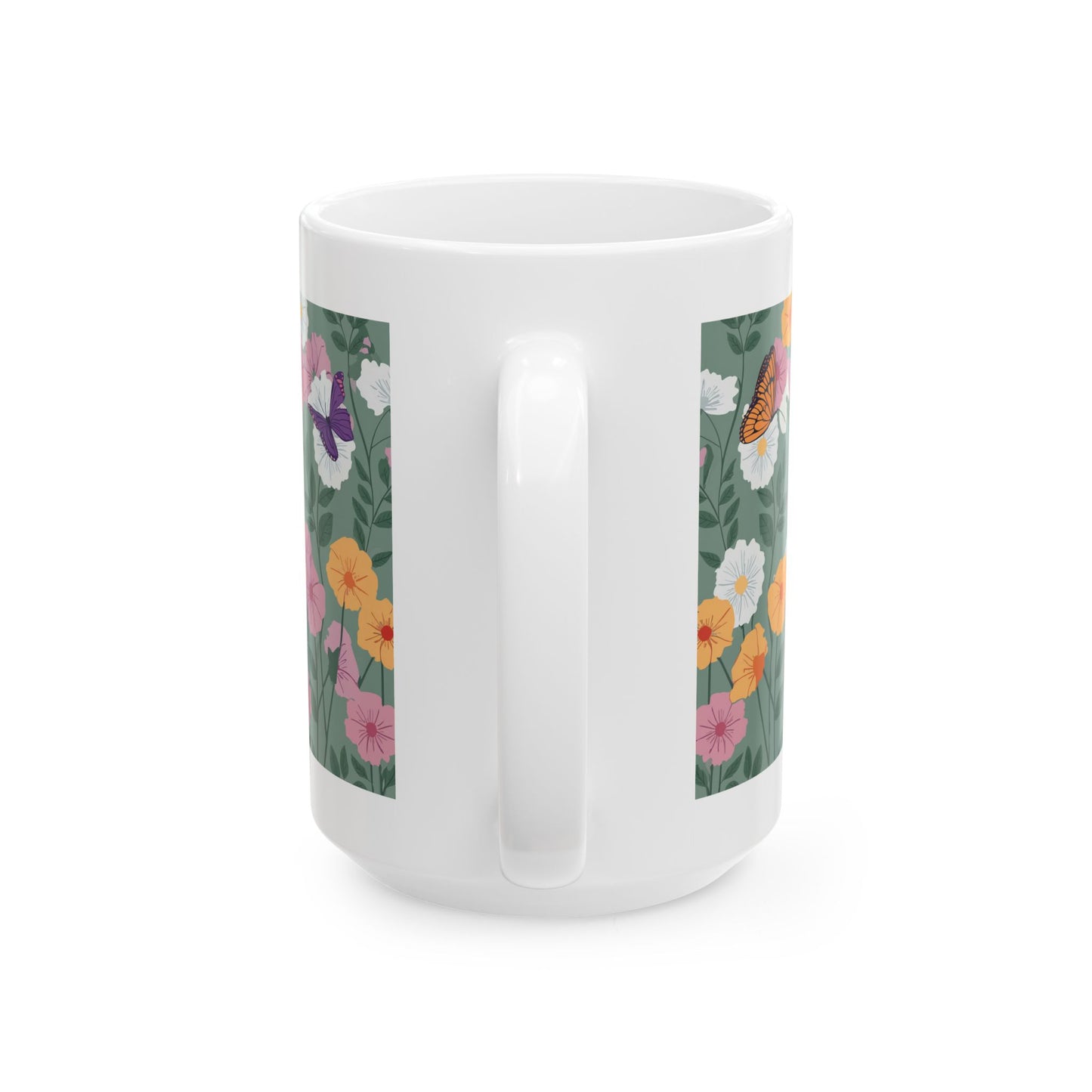 Butterfly in Flowers Ceramic Mug