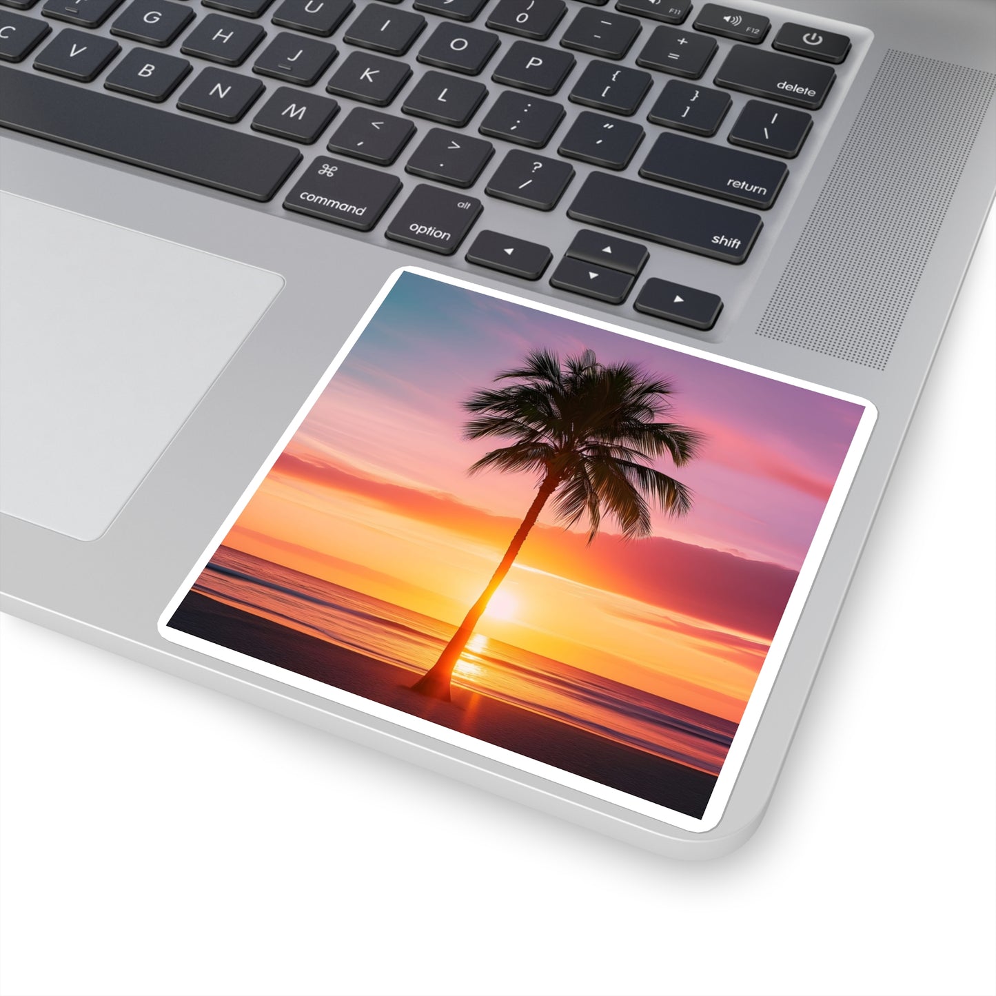 Sunset Palm Tree Square Stickers