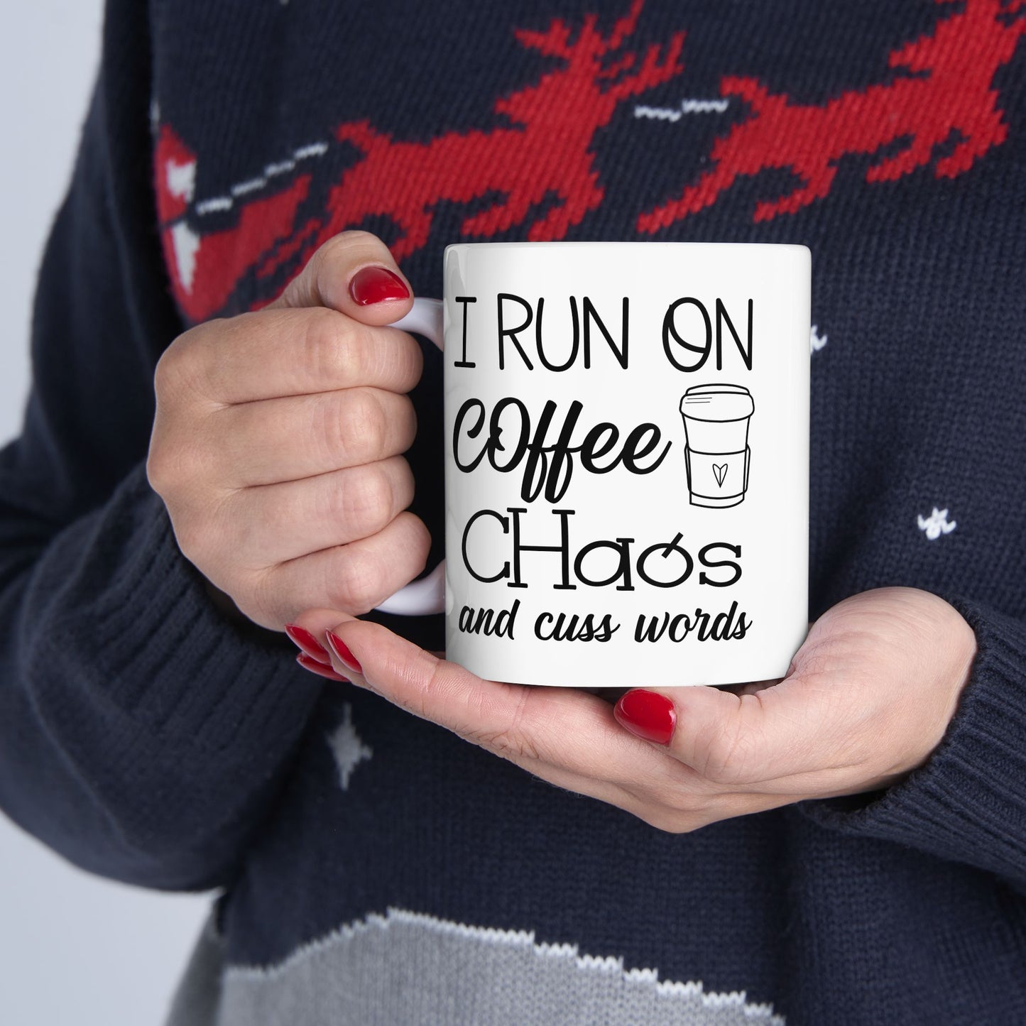 Coffee, Chaos, Cuss Words Ceramic Mug