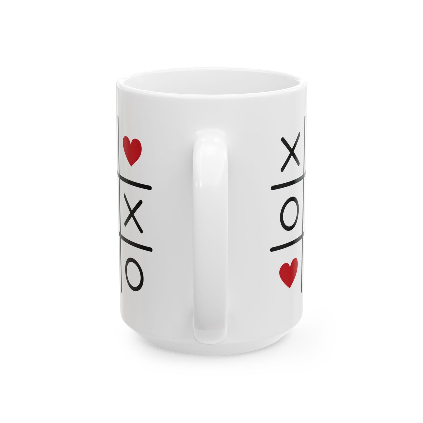 Valentine Tic-Tac-Toe Diagonal Hearts Ceramic Mug