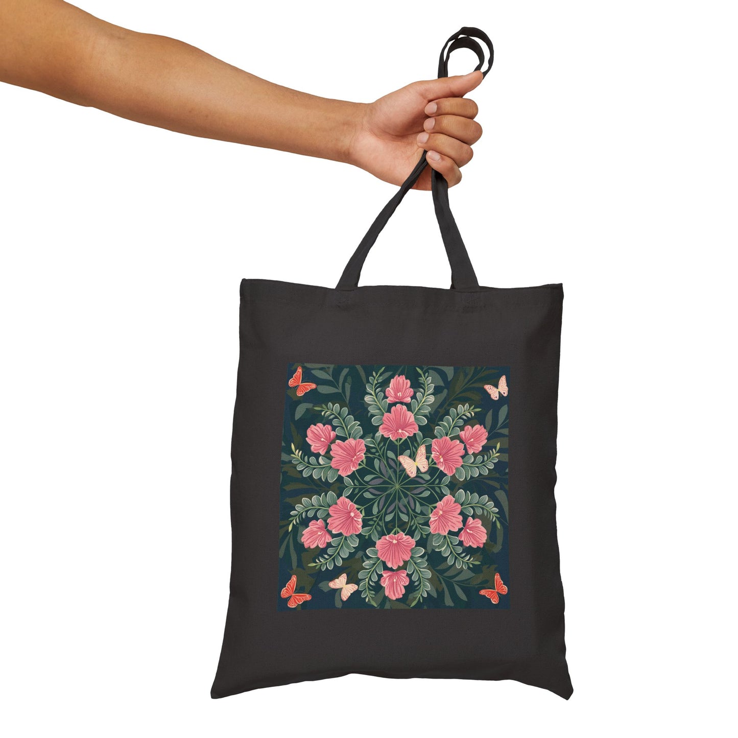 Butterflies and Flowers Cotton Canvas Tote Bag