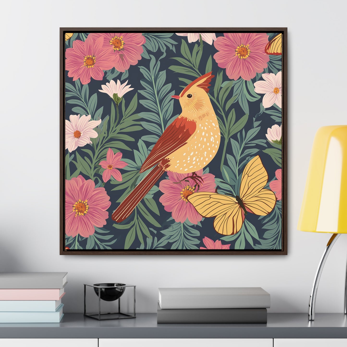 Bird and Butterfly Gallery Canvas Wraps, Square Frame