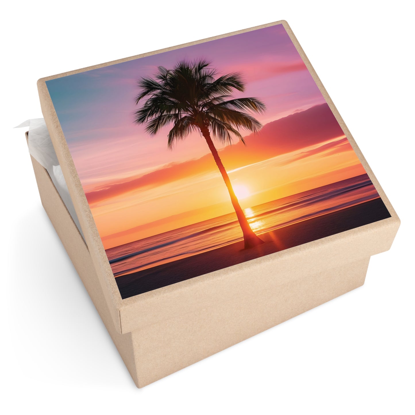 Palm Tree Sunset Square Vinyl Sticker