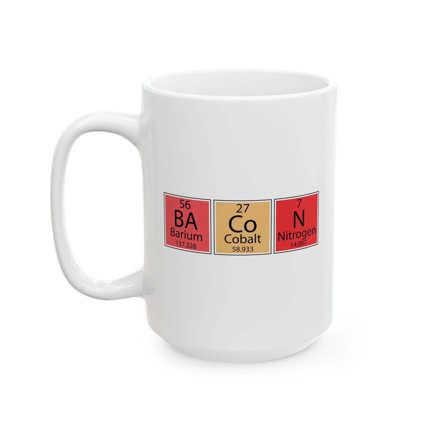 Bacon Periodic Table Mug, Chemistry Inspired Ceramic Coffee Cup, Fun Kitchen Drinkware, Gift for Foodies & Science Lovers