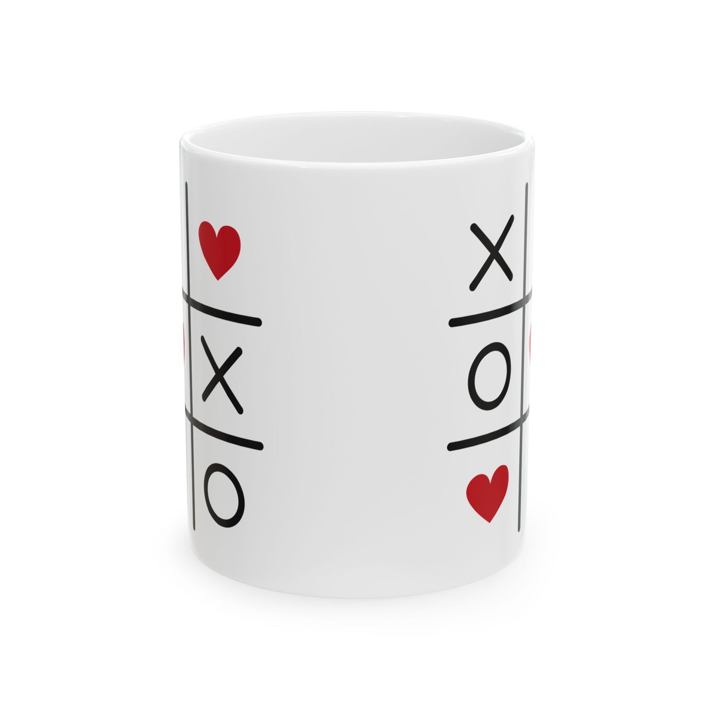 Valentine Tic-Tac-Toe Diagonal Hearts Ceramic Mug