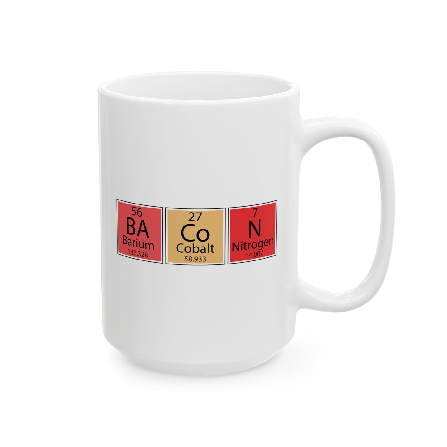 Bacon Periodic Table Mug, Chemistry Inspired Ceramic Coffee Cup, Fun Kitchen Drinkware, Gift for Foodies & Science Lovers