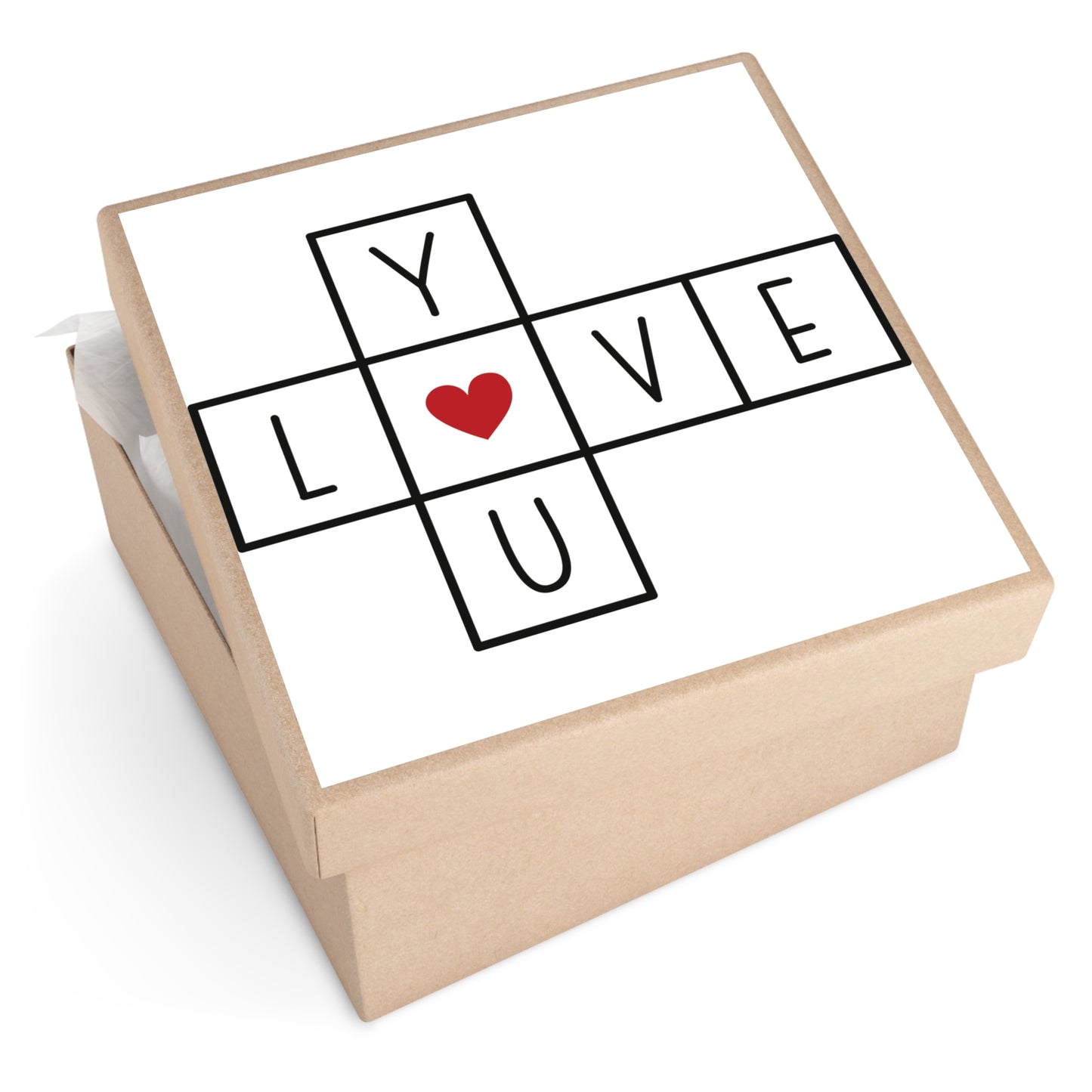 Love You Crossword Square Vinyl Sticker