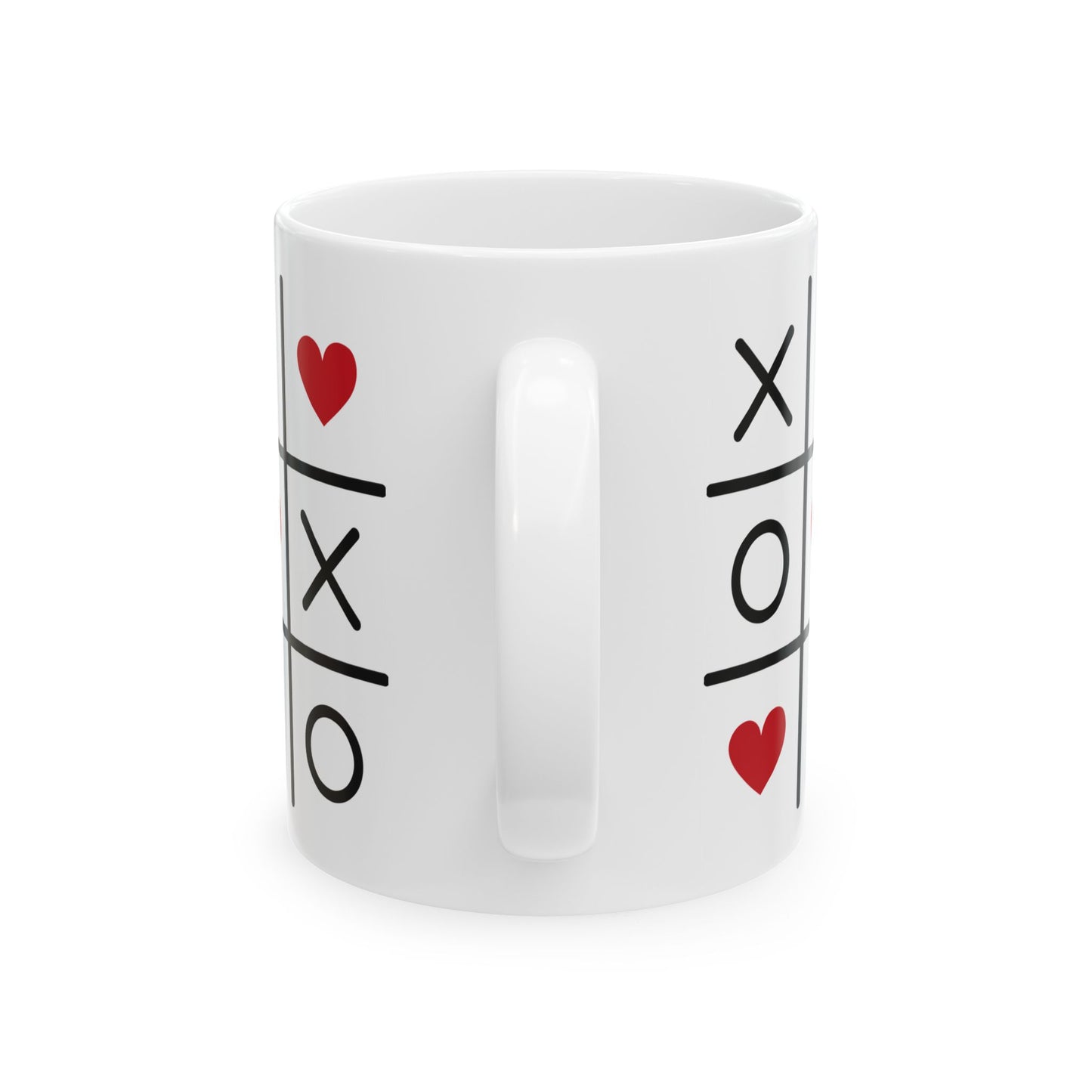 Valentine Tic-Tac-Toe Diagonal Hearts Ceramic Mug