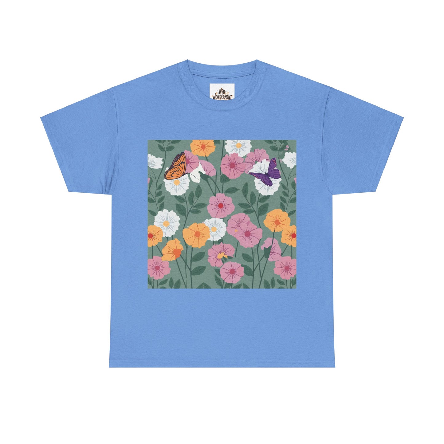 Butterflies in Flowers Unisex Heavy Cotton T-Shirt