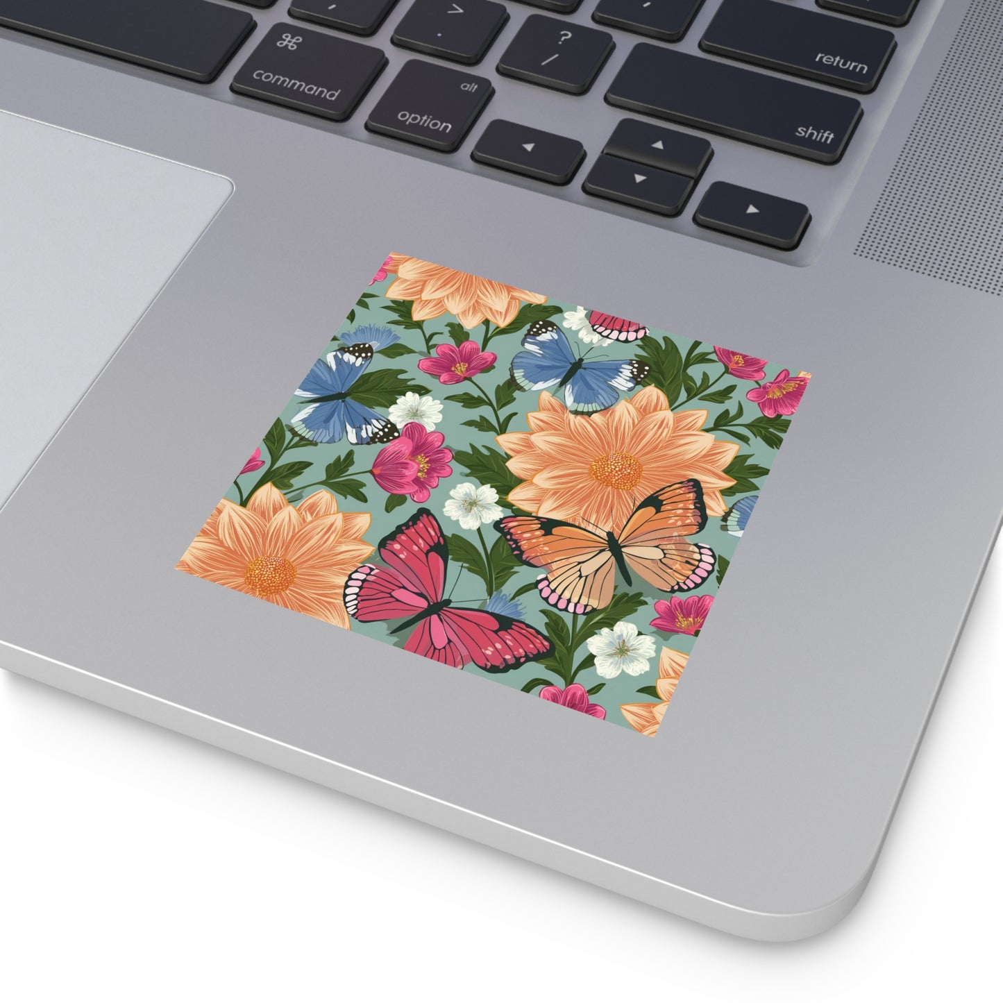 Butterflies and Flowers Square Vinyl Sticker