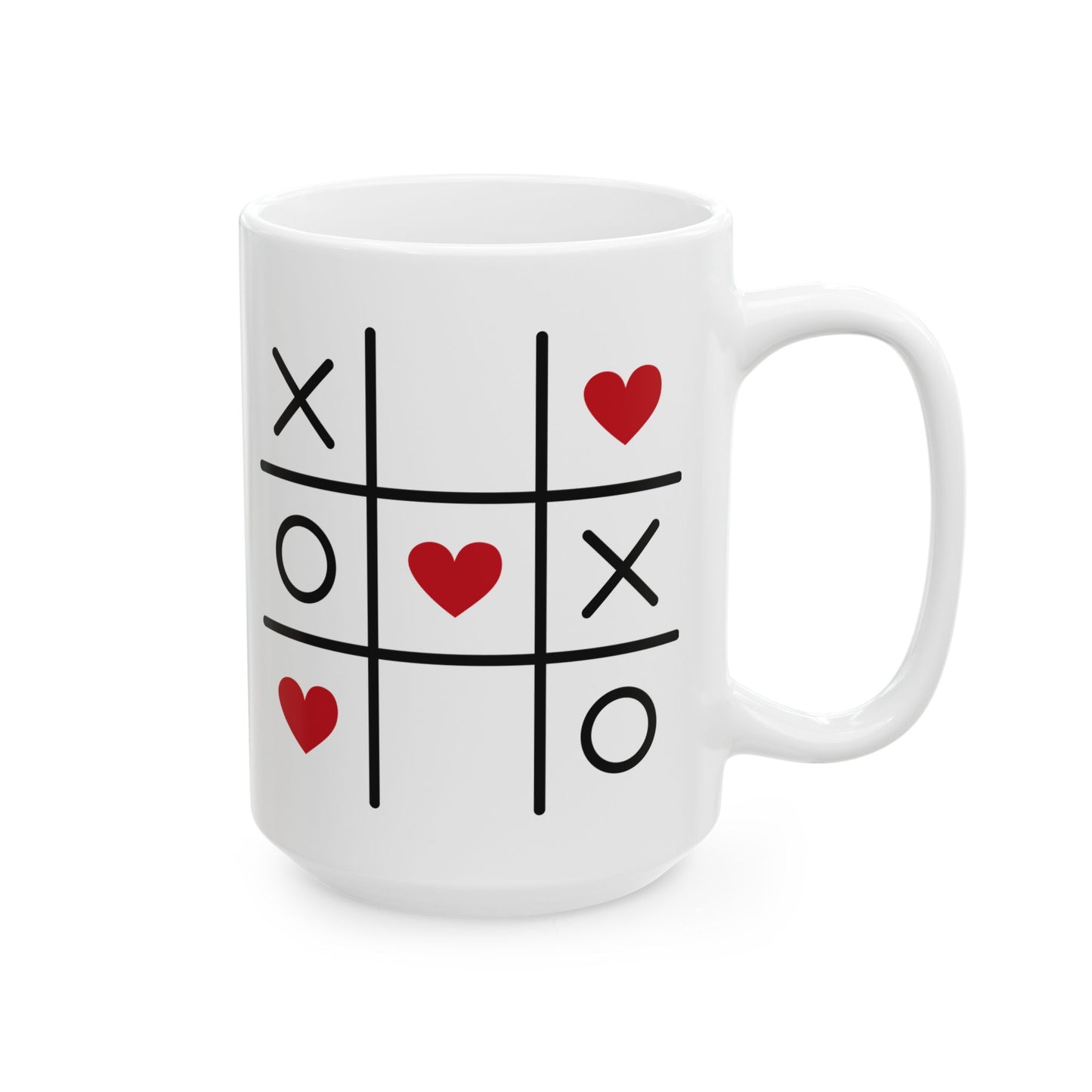 Valentine Tic-Tac-Toe Diagonal Hearts Ceramic Mug