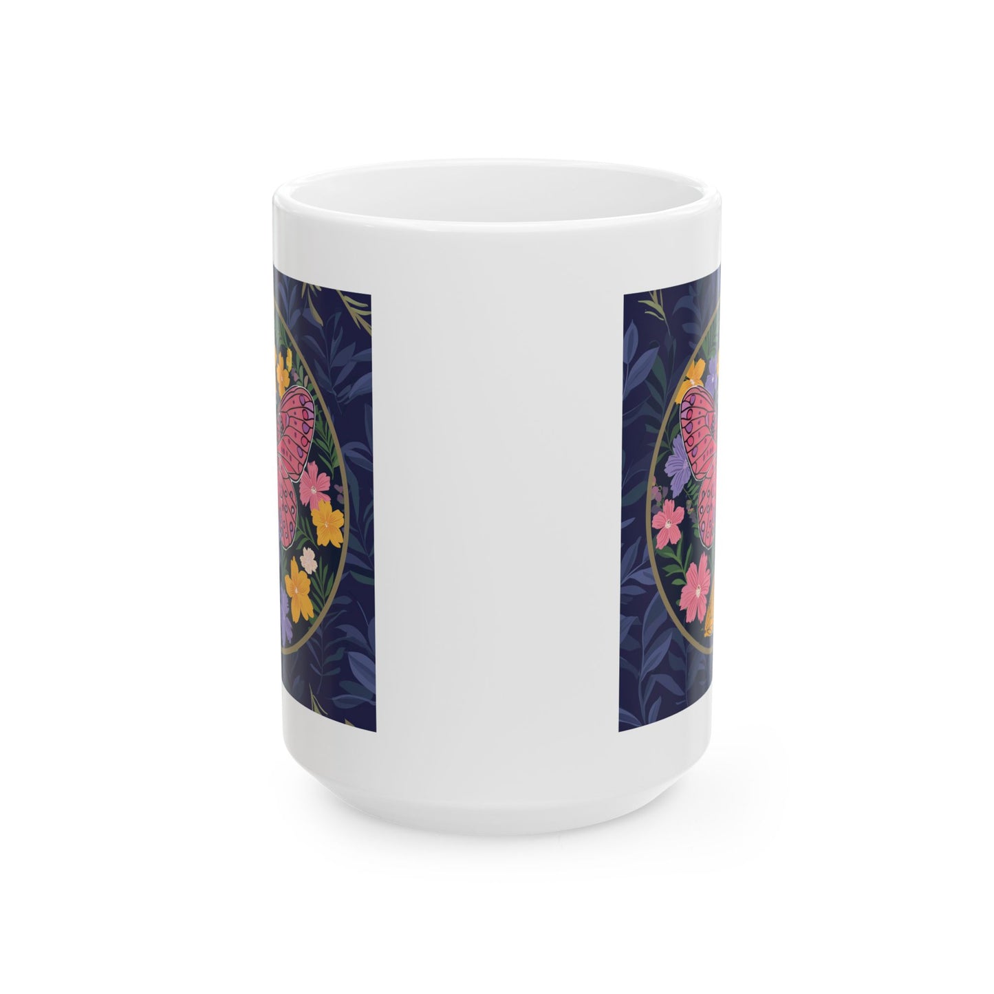 Butterfly and Flowers Ceramic Mug