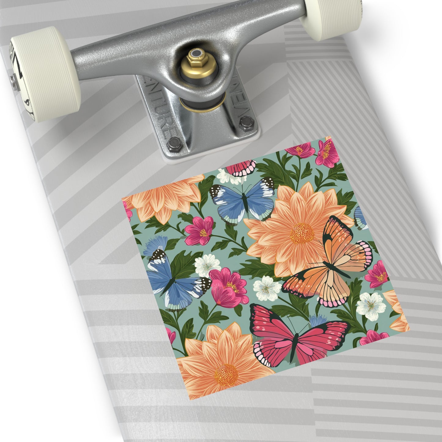 Butterflies and Flowers Square Vinyl Sticker