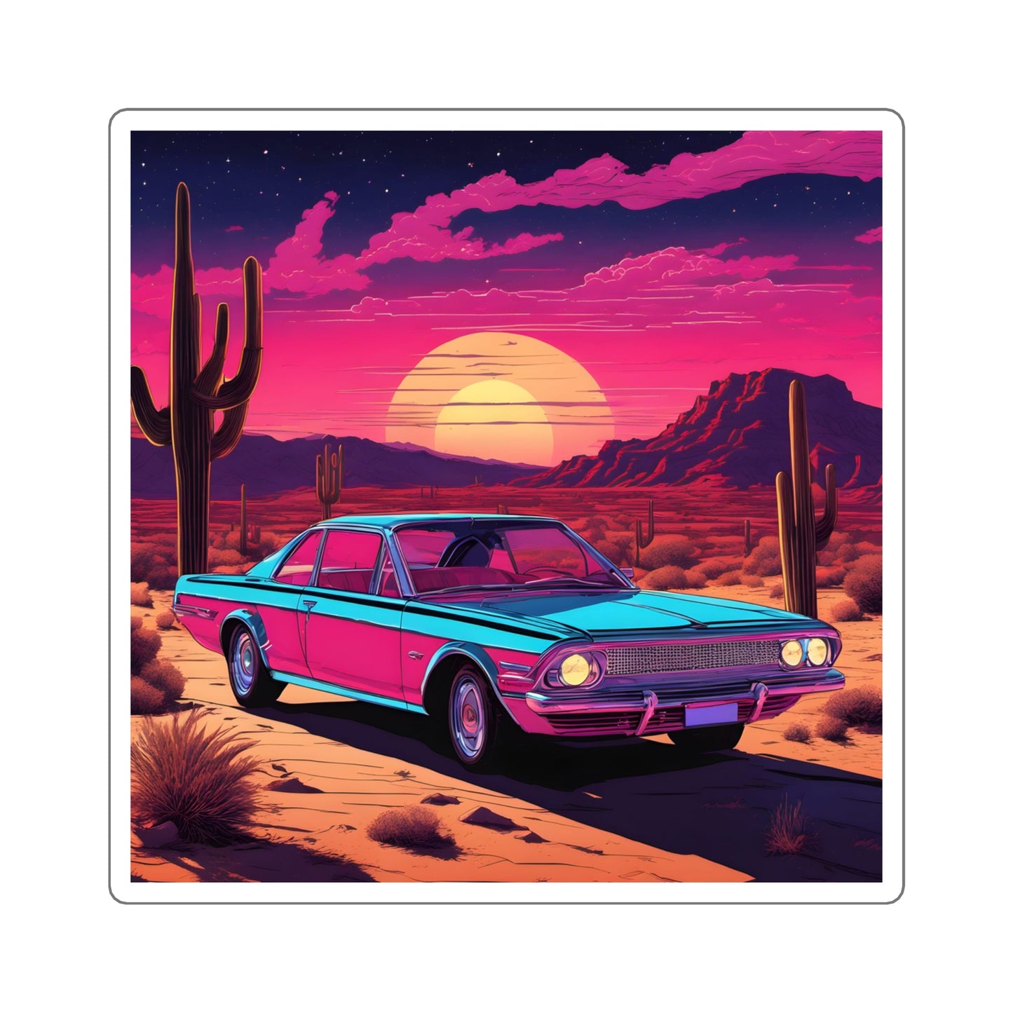 Desert Starlit Sky Synthwave Car Stickers