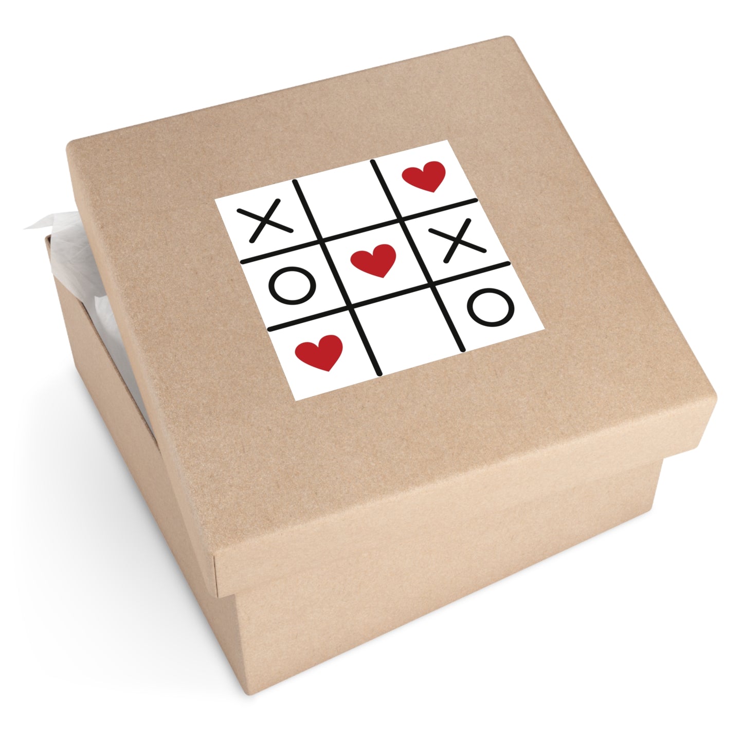 Valentine Tic-Tac-Toe Square Vinyl Sticker