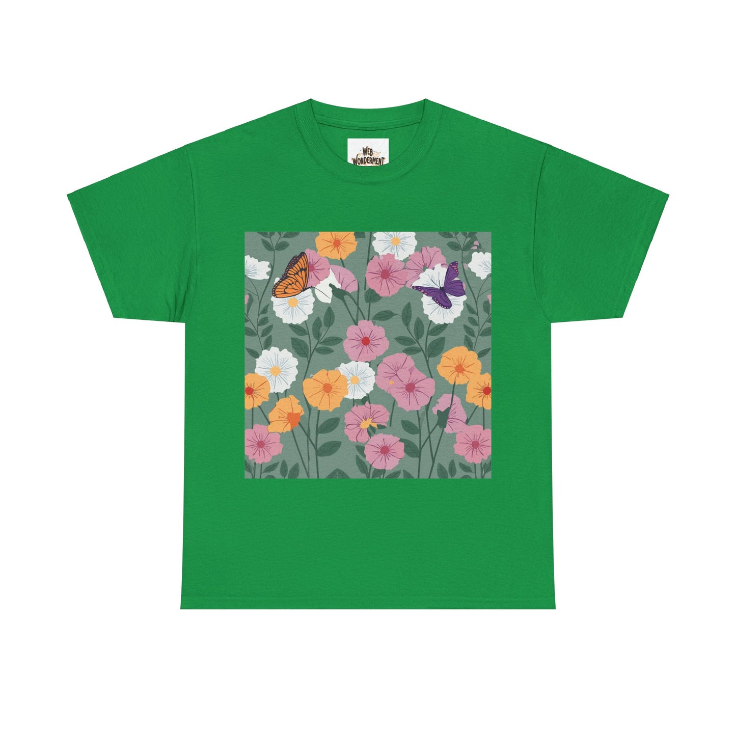 Butterflies in Flowers Unisex Heavy Cotton T-Shirt