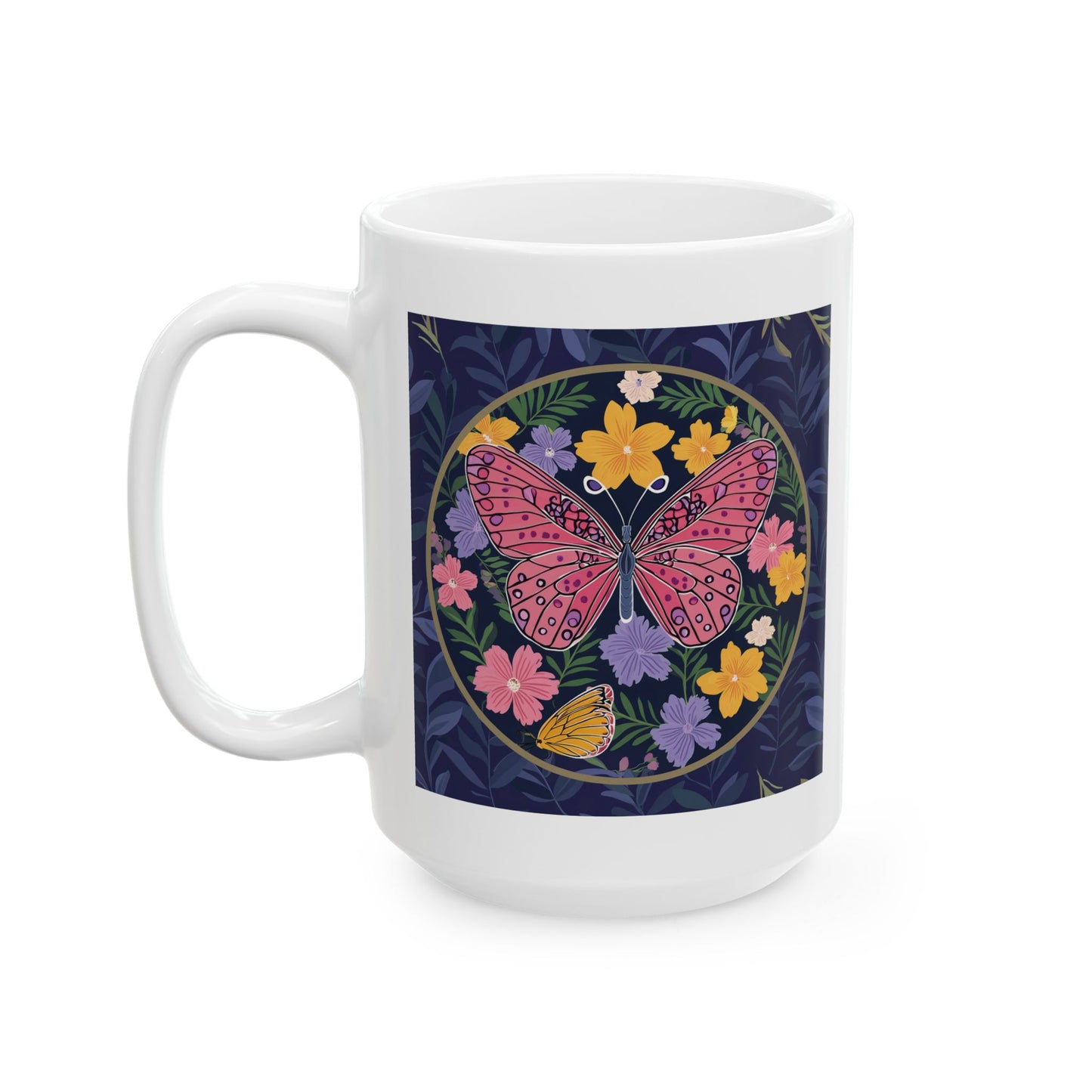 Butterfly and Flowers Ceramic Mug