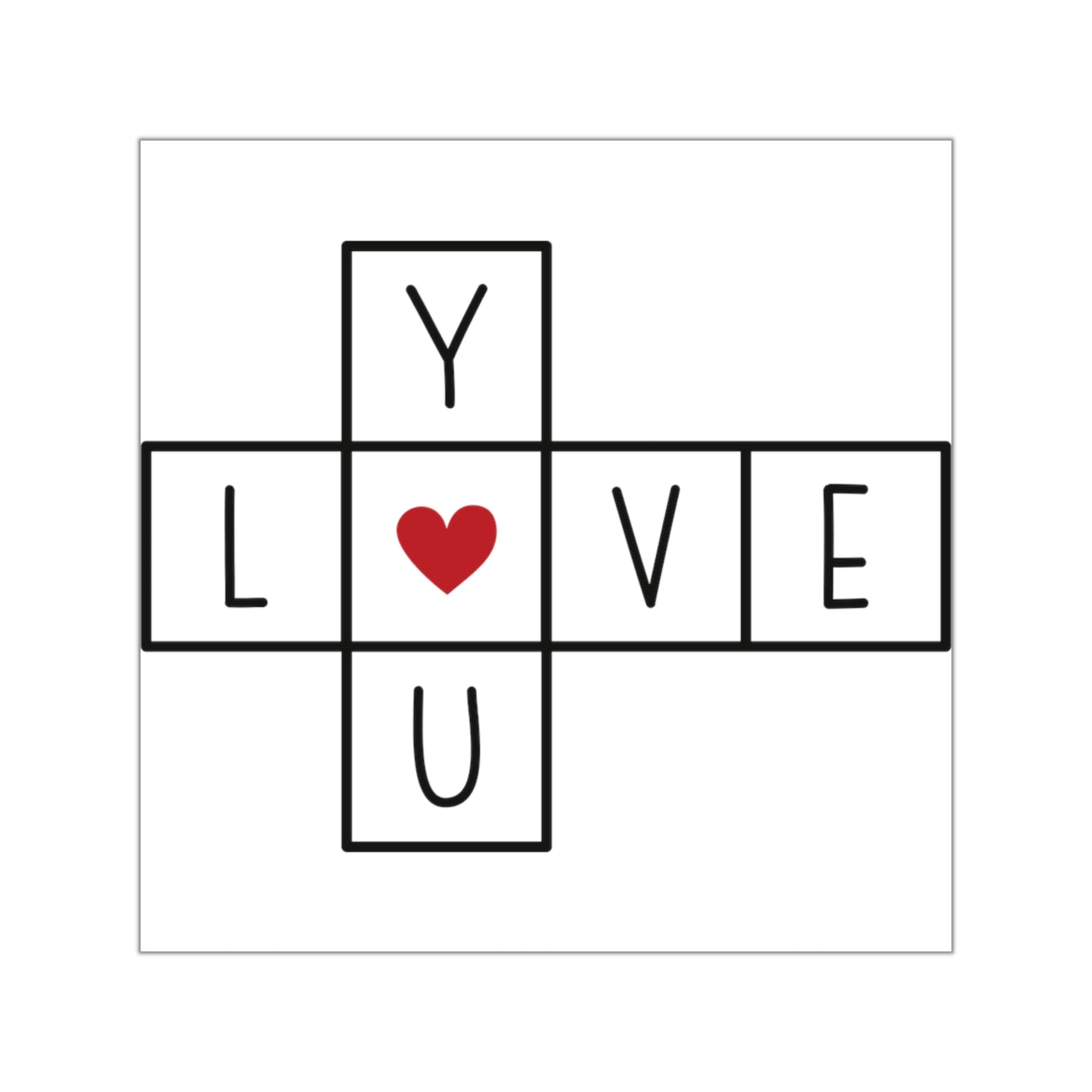 Love You Crossword Square Vinyl Sticker