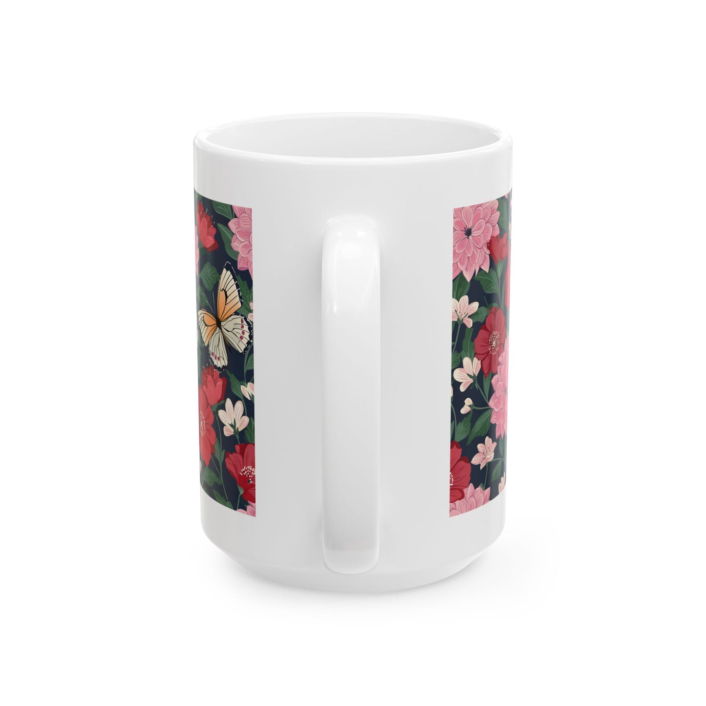 Butterfly in Flowers Ceramic Mug