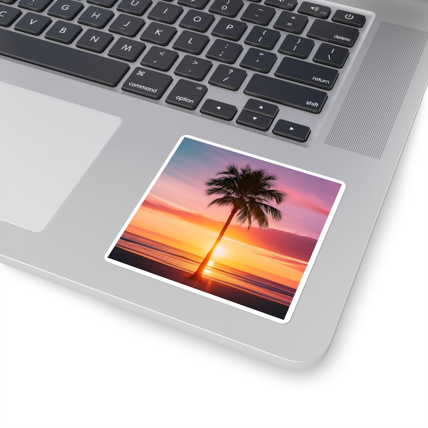 Sunset Palm Tree Square Stickers