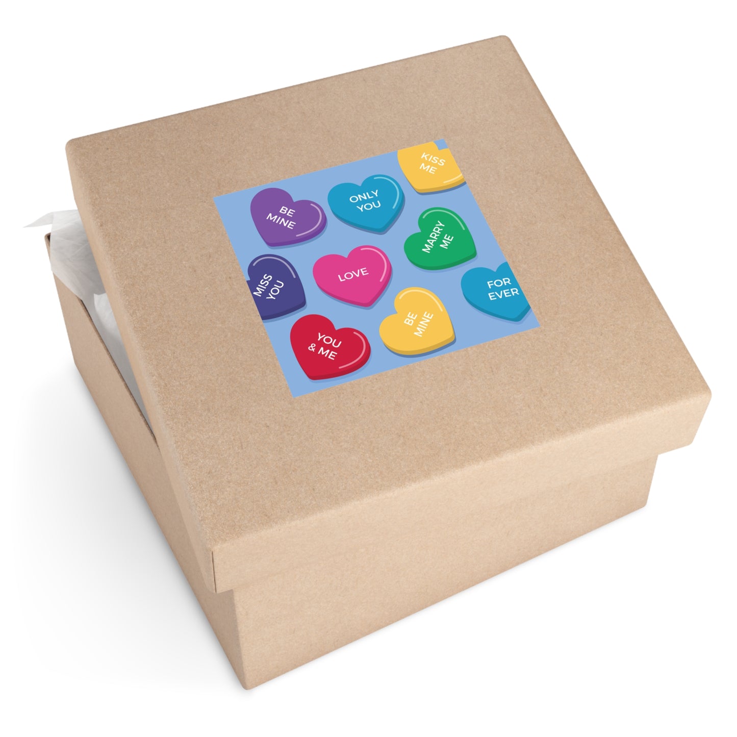 Valentine Candy Hearts Square Vinyl Sticker