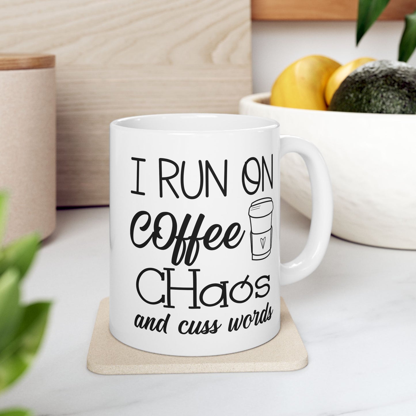 Coffee, Chaos, Cuss Words Ceramic Mug