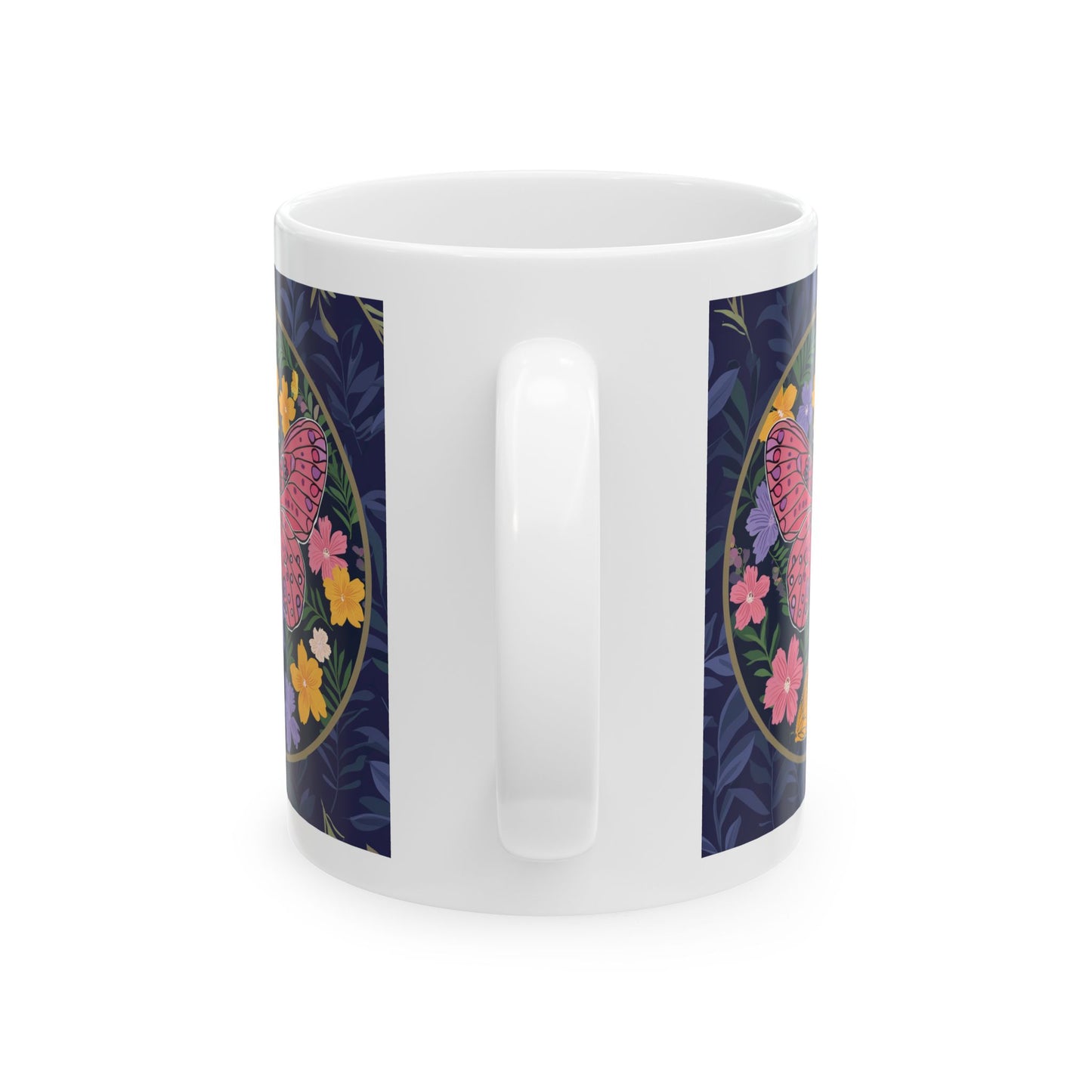 Butterfly and Flowers Ceramic Mug