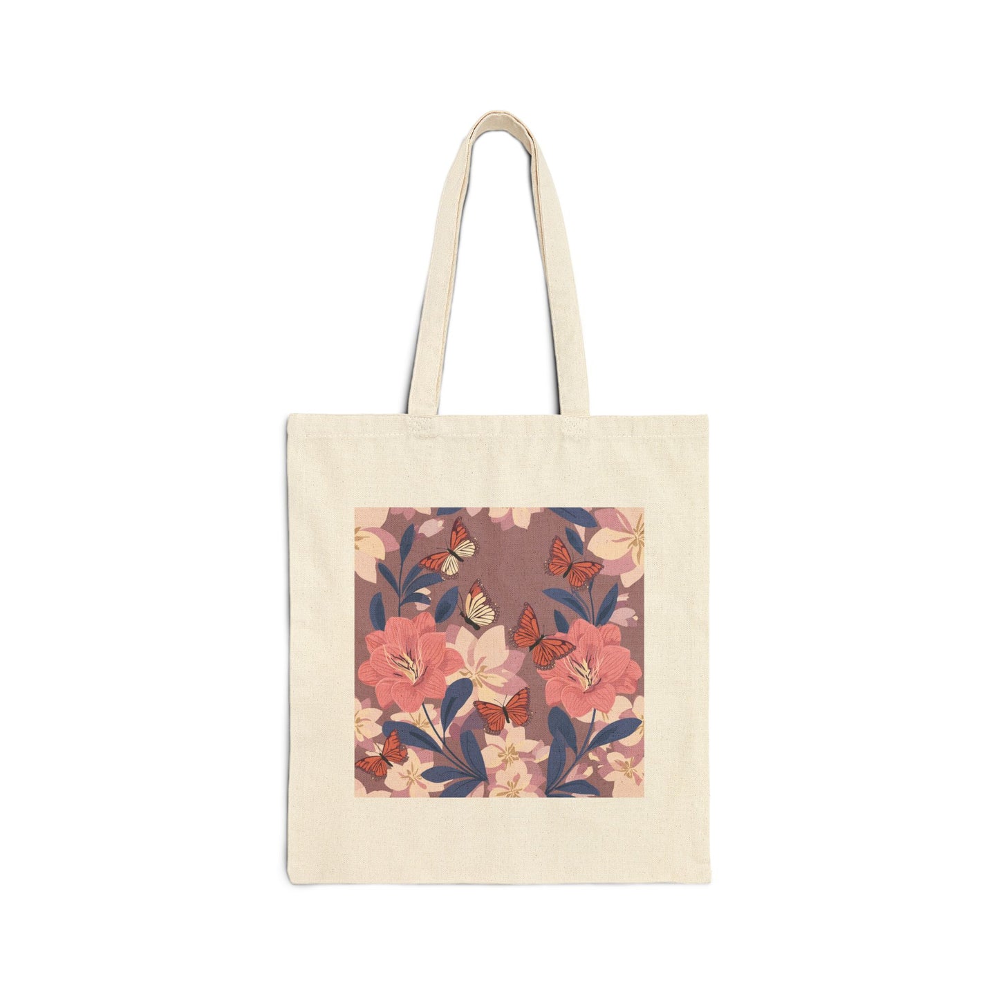 Butterflies and Flowers Cotton Canvas Tote Bag