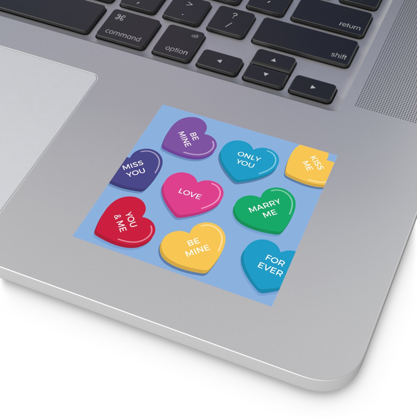 Valentine Candy Hearts Square Vinyl Sticker