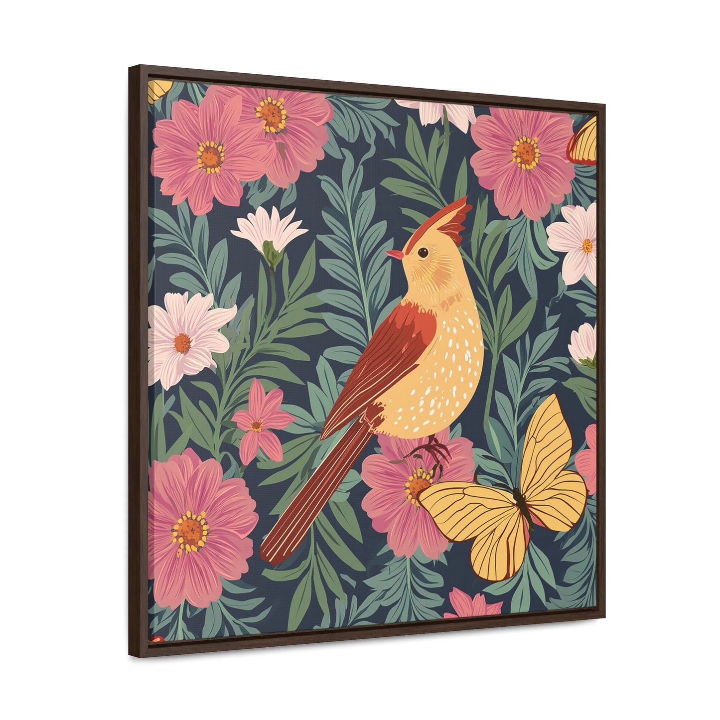 Bird and Butterfly Gallery Canvas Wraps, Square Frame
