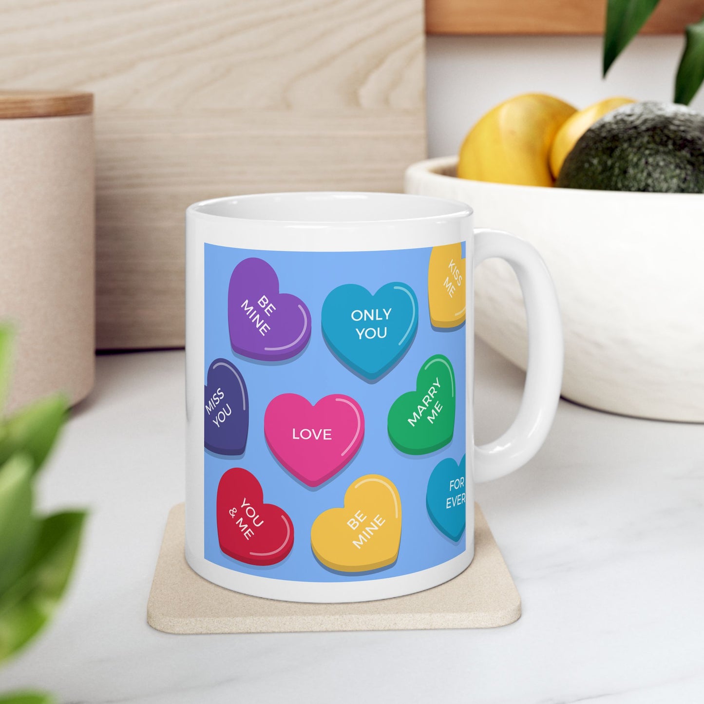 Candy Hearts Ceramic Mug