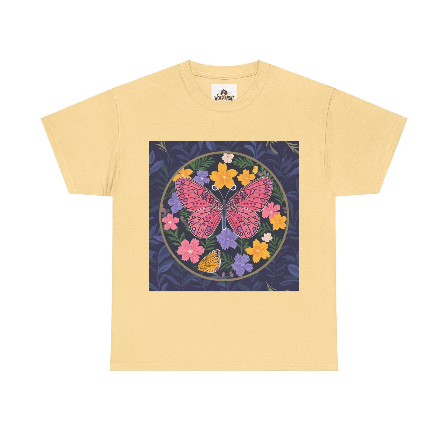 Butterfly in Flowers Unisex Heavy Cotton T-Shirt