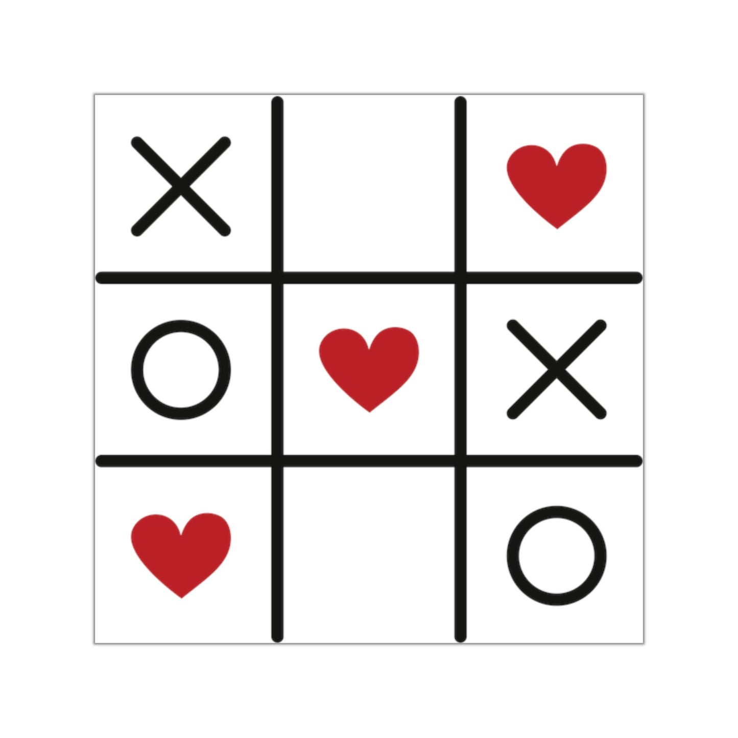 Valentine Tic-Tac-Toe Square Vinyl Sticker