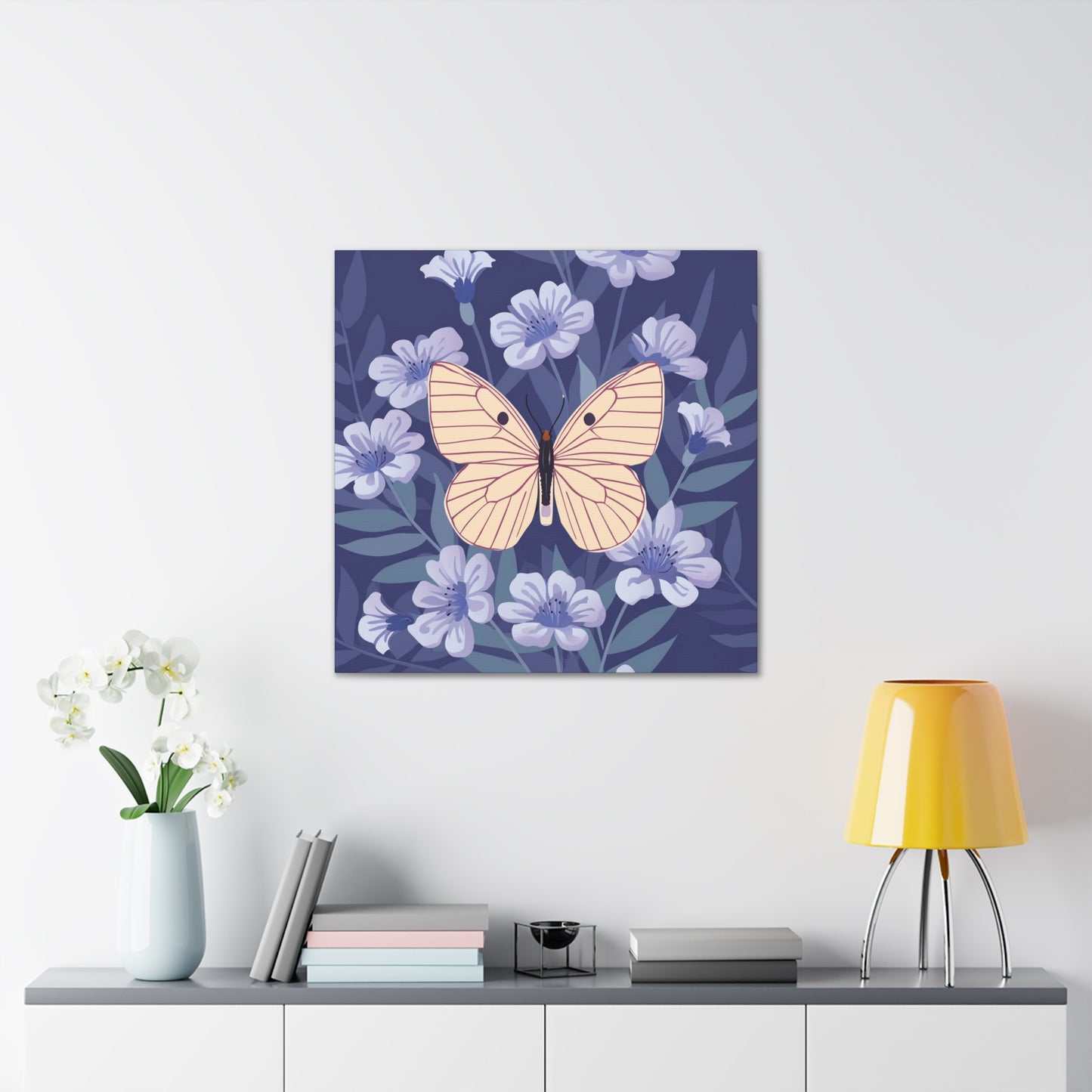 Butterfly in Flowers Canvas Gallery Wraps