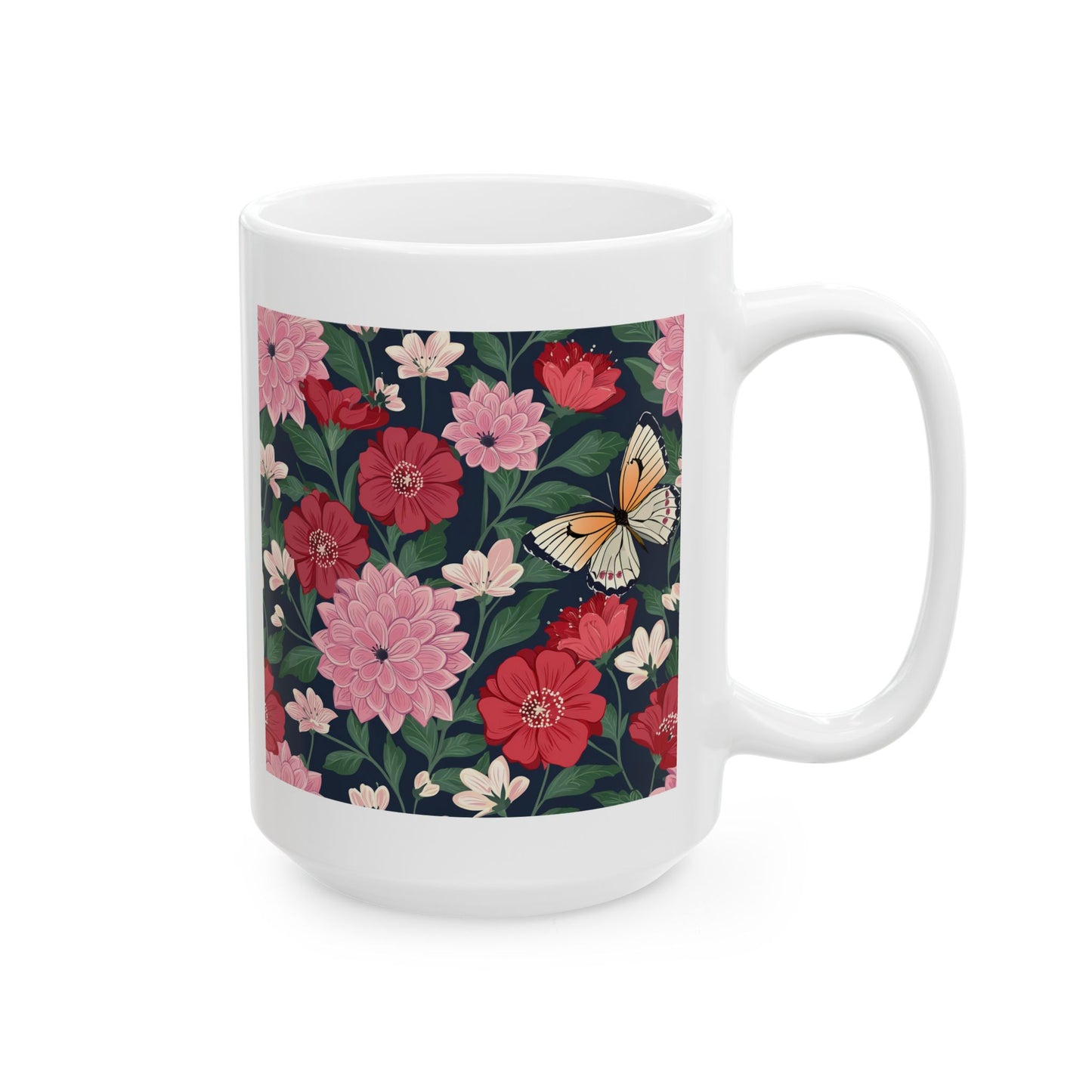 Butterfly in Flowers Ceramic Mug
