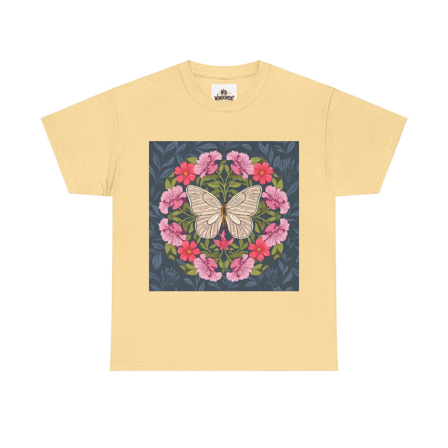Butterfly in Flowers Unisex Heavy Cotton T-Shirt