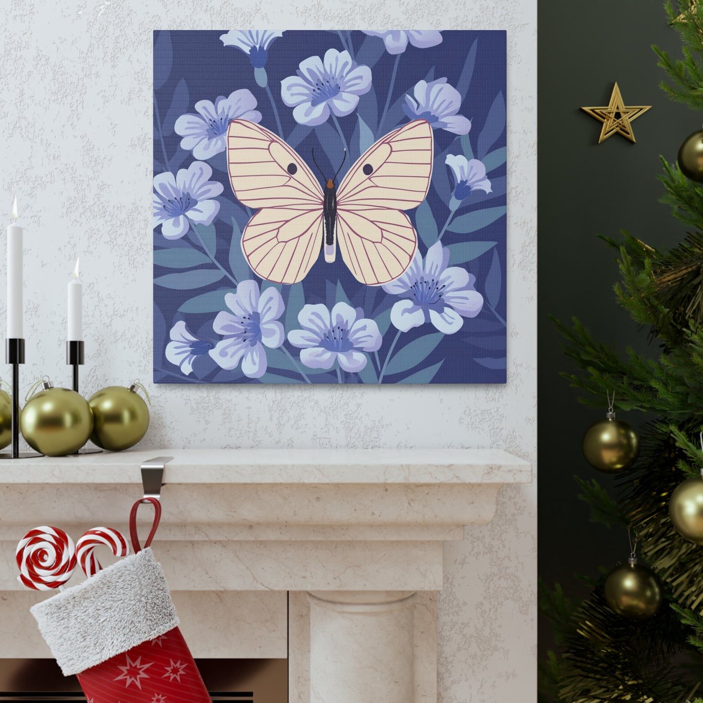 Butterfly in Flowers Canvas Gallery Wraps
