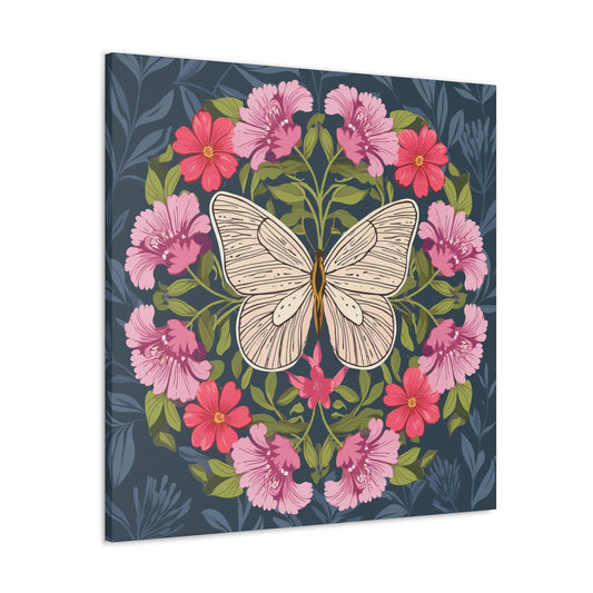 Butterfly in Flowers Canvas Gallery Wraps