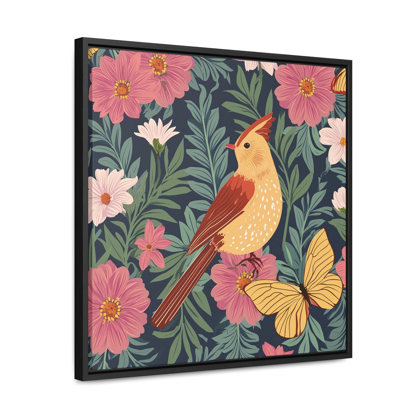 Bird and Butterfly Gallery Canvas Wraps, Square Frame