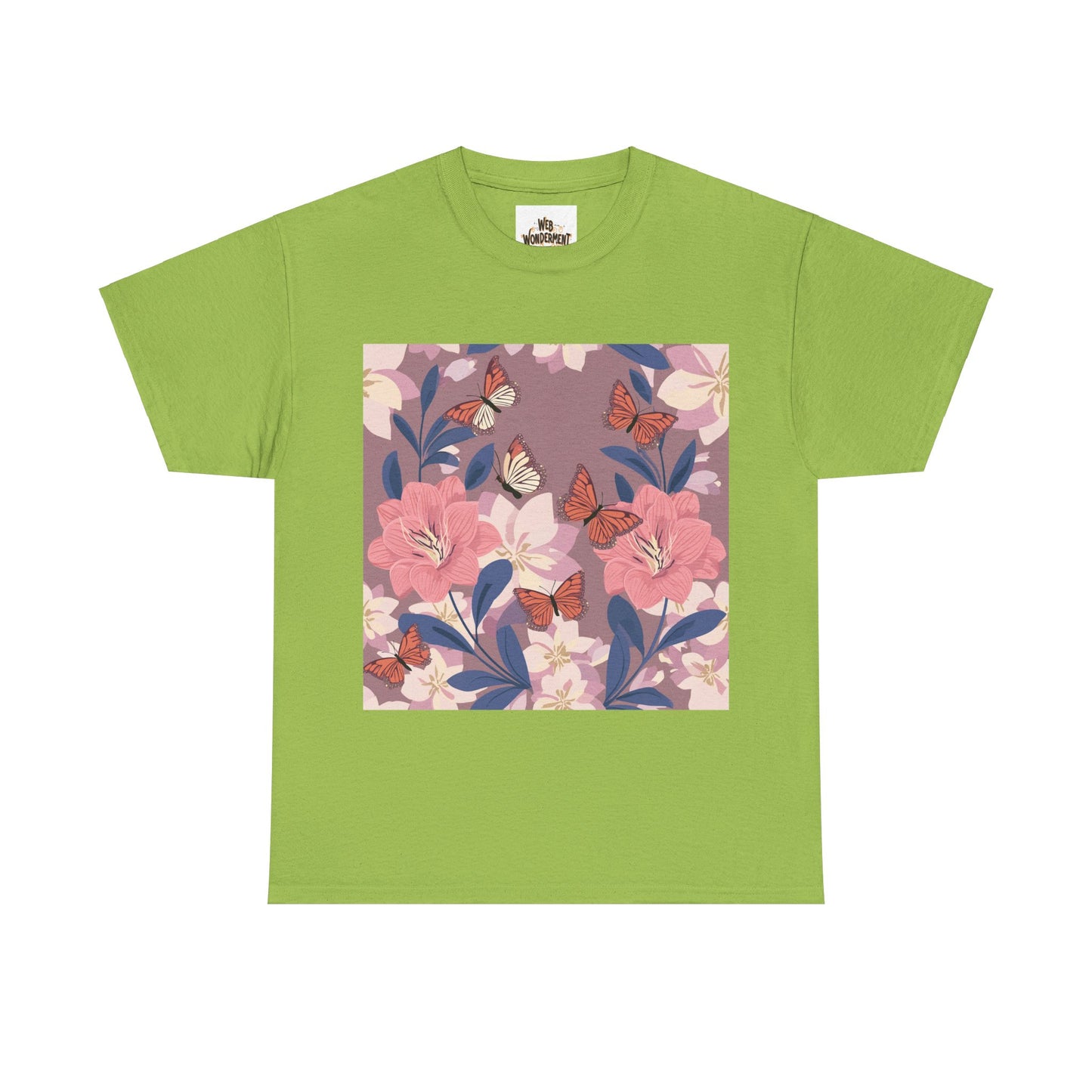 Butterflies and Flowers Unisex Heavy Cotton T-Shirt