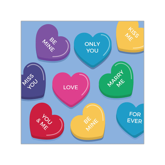 Valentine Candy Hearts Square Vinyl Sticker