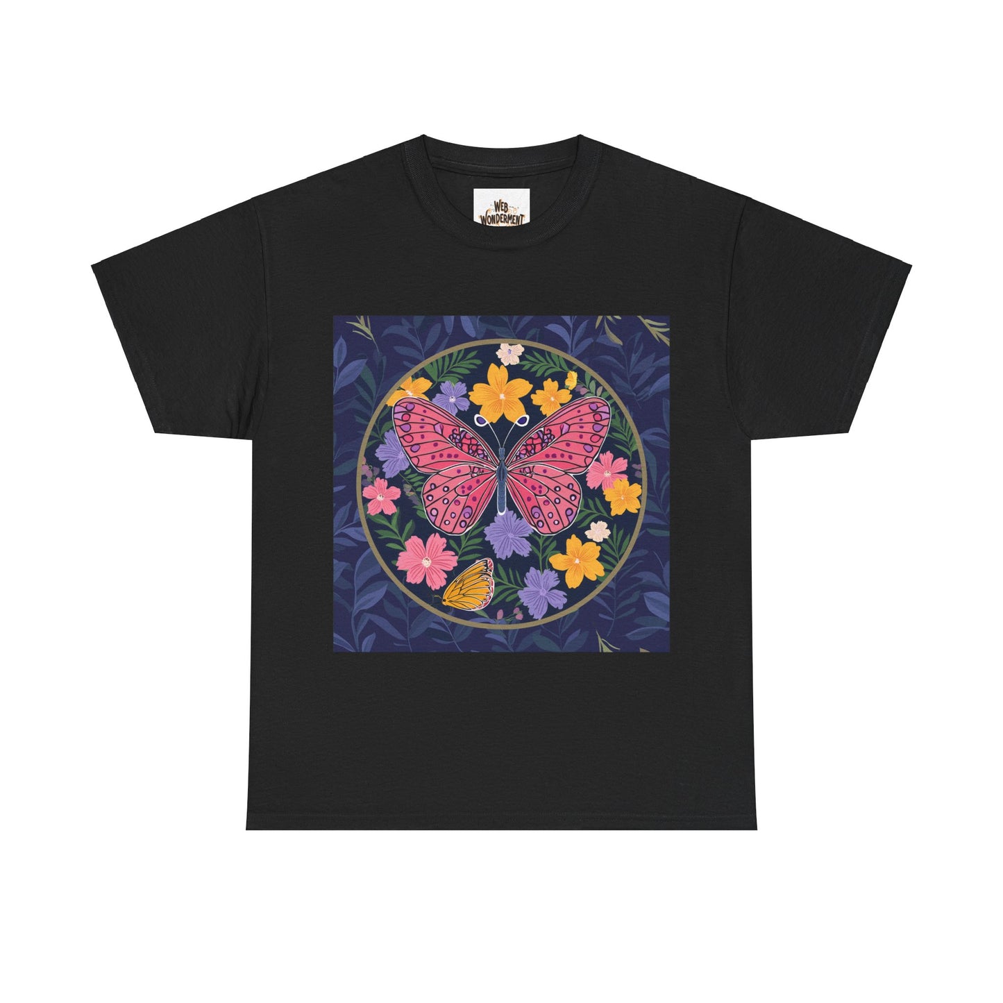 Butterfly in Flowers Unisex Heavy Cotton T-Shirt
