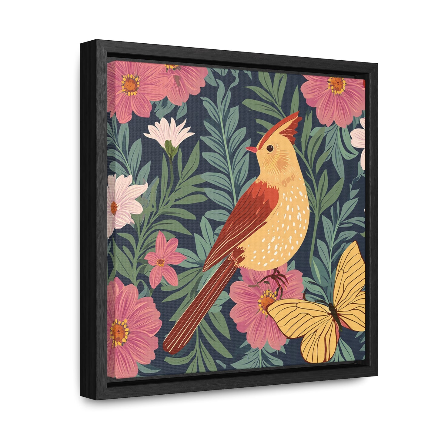 Bird and Butterfly Gallery Canvas Wraps, Square Frame