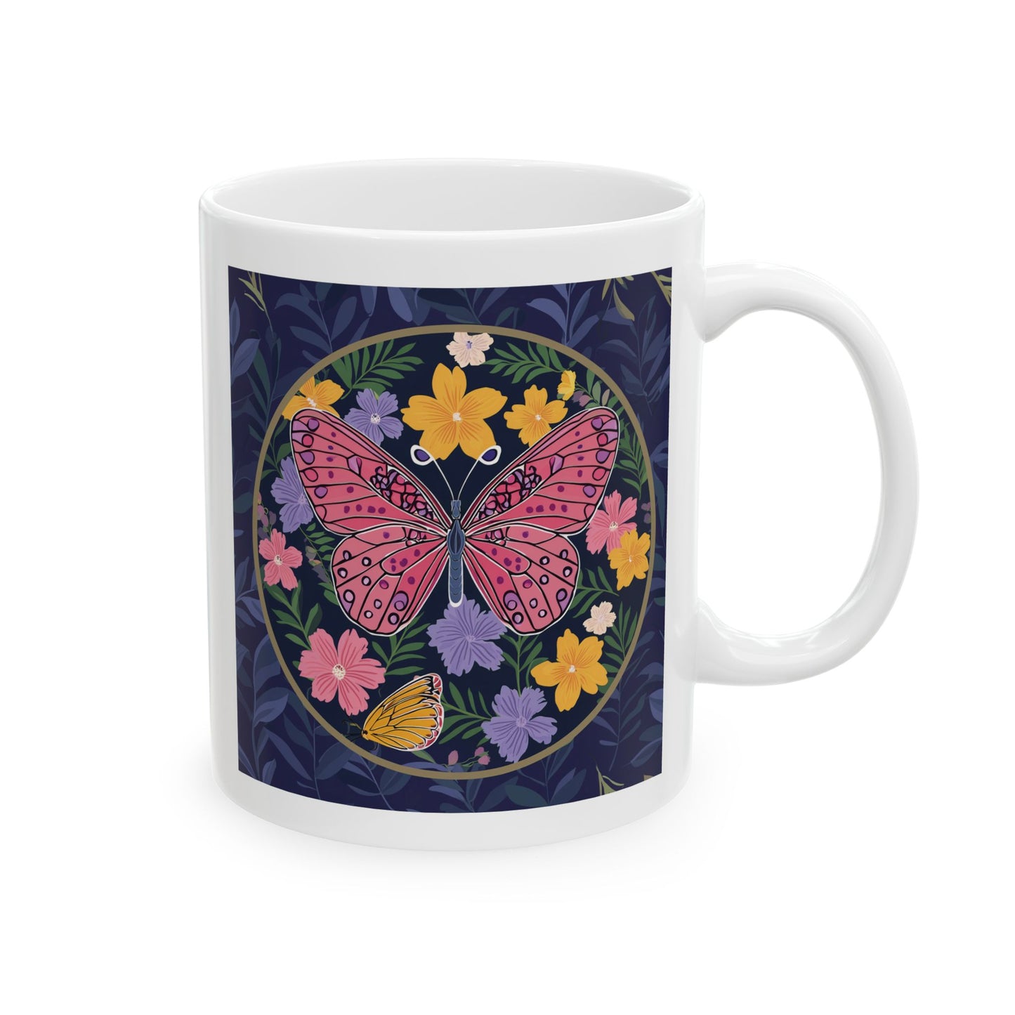 Butterfly and Flowers Ceramic Mug