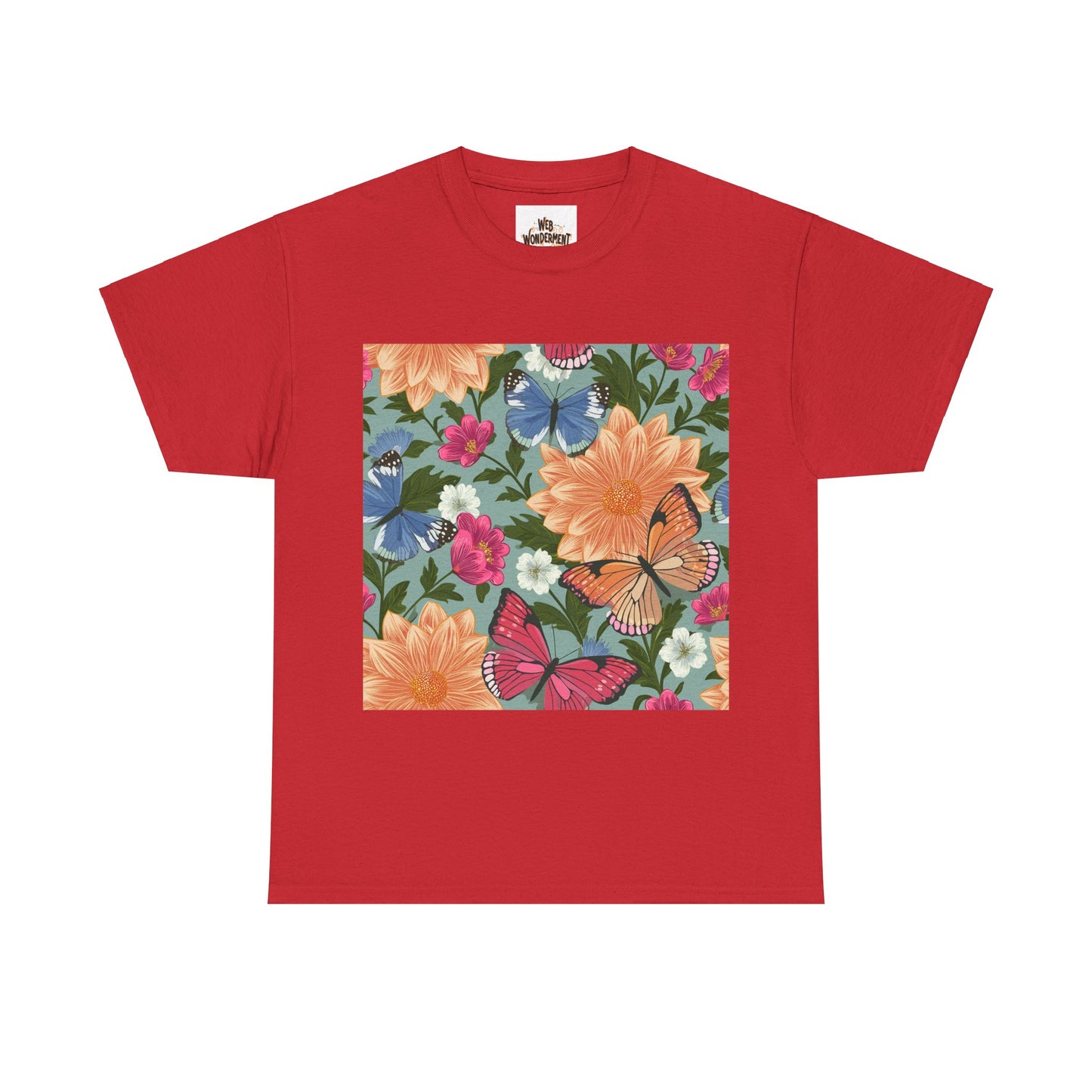 Butterflies and Flowers Unisex Heavy Cotton T-Shirt