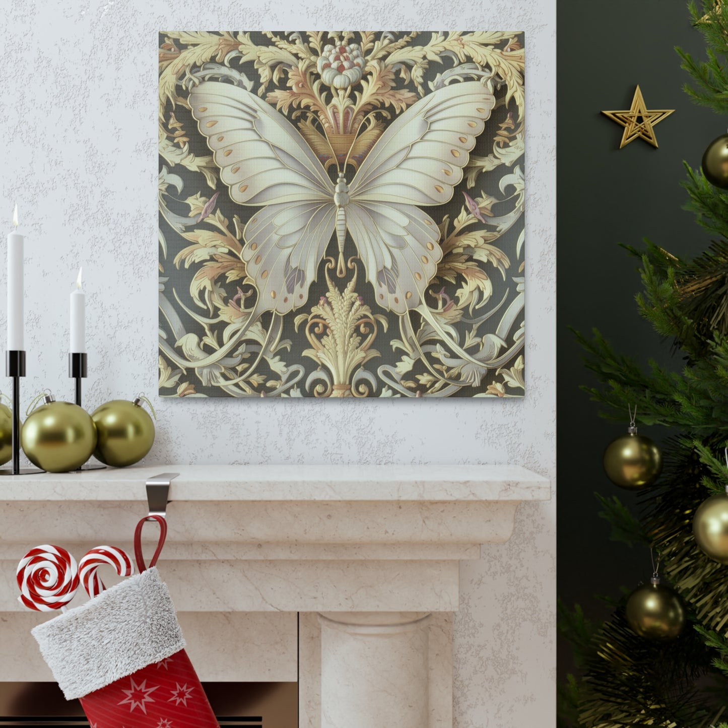 Cream Butterfly Canvas Gallery Wraps