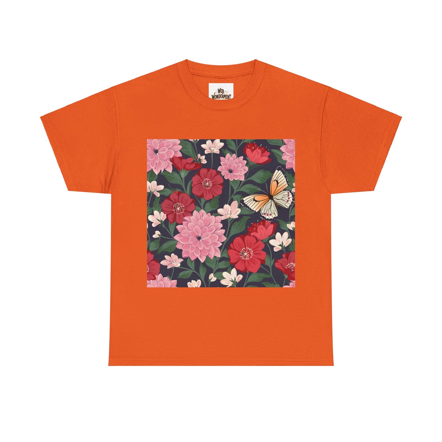 Butterfly in Flowers Unisex Heavy Cotton T-Shirt